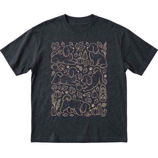 Black Havanese Fall Leaves shirt laid flat