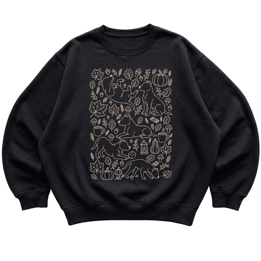 Black Pitbull Fall Leaves shirt laid flat
