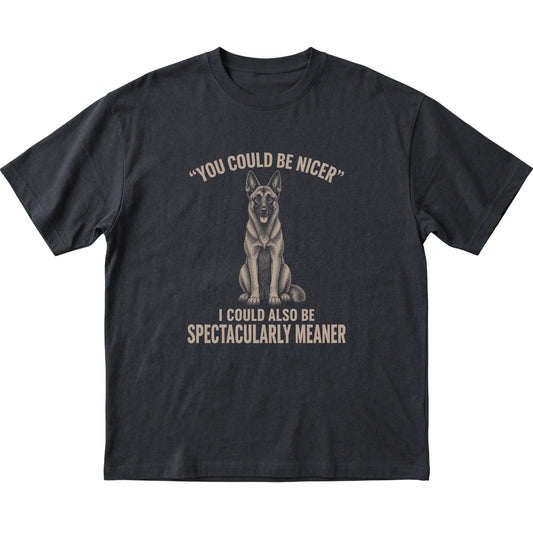 Belgian Malinois Guard Dog T-Shirt in Black — flat lay