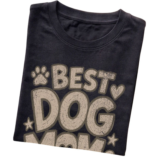 Black Best Dog Mom Ever folded detail