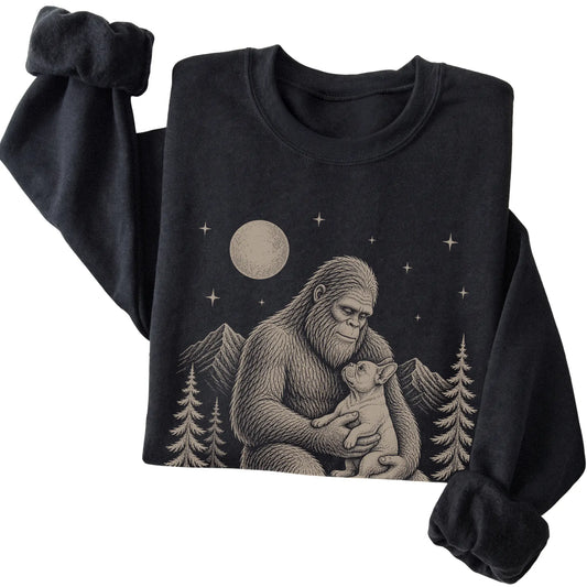 Folded Bigfoot and Frenchie Sweatshirt in Black