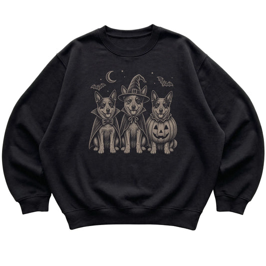 Black Blue Heeler Halloween Costume sweatshirt, flat view