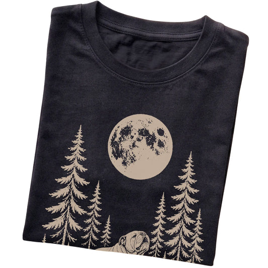 Bulldog Howling at the Moon softstyle T-shirt in Black