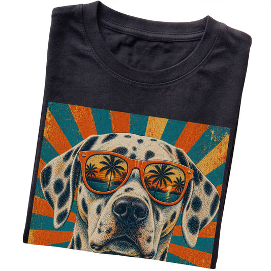 Folded Black softstyle T-shirt with a Retro Dalmatian Dad design