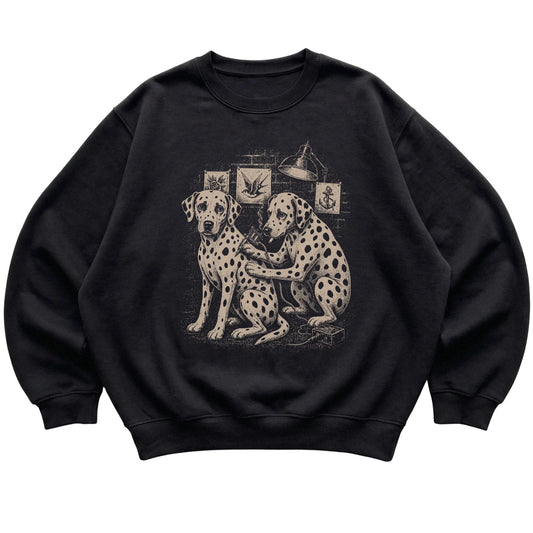 Black Dalmatian Dog Tattoo Artist shirt laid flat