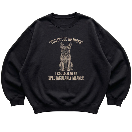 French Bulldog Guard Dog Sweatshirt in Black — flat lay