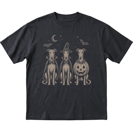 Black Greyhound Halloween Costume T-shirt, flat view