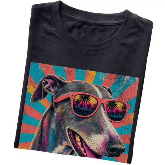 Folded Black softstyle T-shirt with a Retro Greyhound Mama design