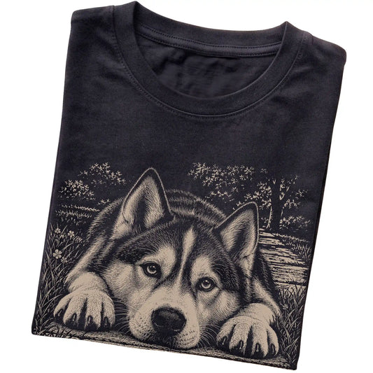 Husky Karma Softstyle T-shirt in Black — Folded Detail