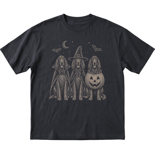 Black Irish Setter Halloween Costume T-shirt, flat view