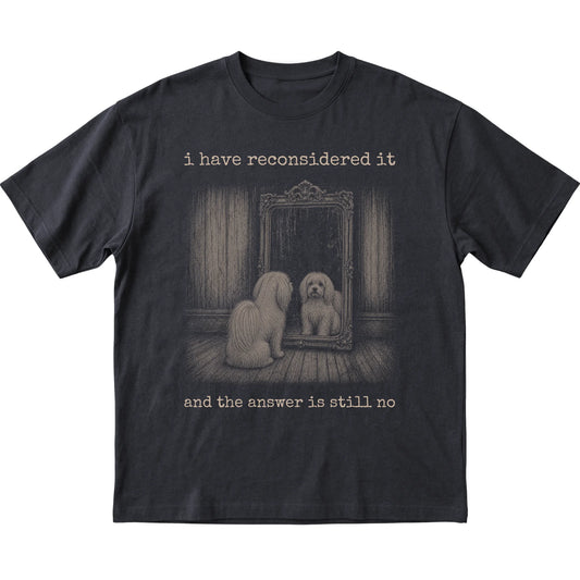 Black Maltese The Answer Is Still No T-shirt, flat view