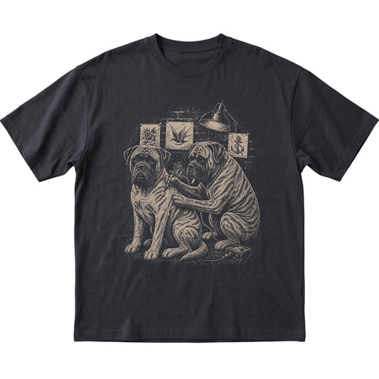 Black Mastiff Dog Tattoo Artist shirt laid flat