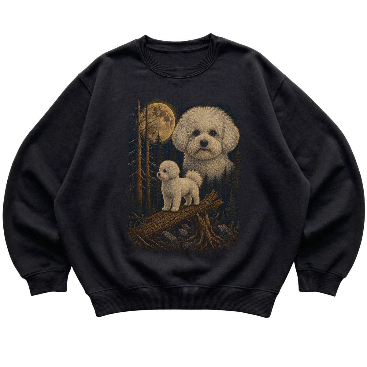 Bichon Frise Wildwood Moon Sweatshirt in Black