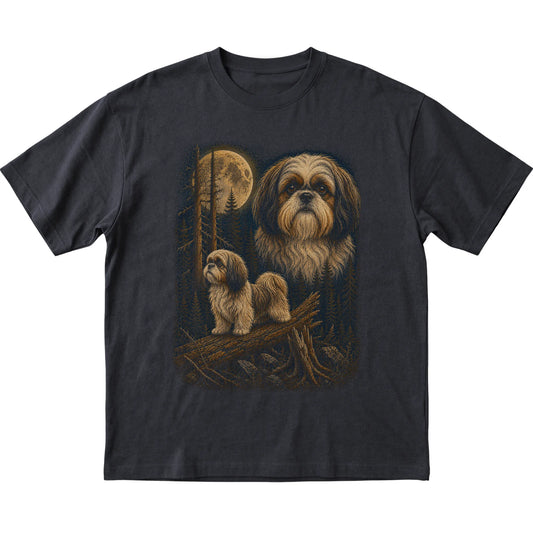 Shih Tzu Wildwood Moon T-Shirt in Black