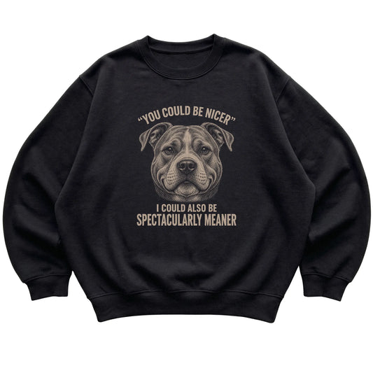 Pitbull Guard Dog Sweatshirt in Black — flat lay
