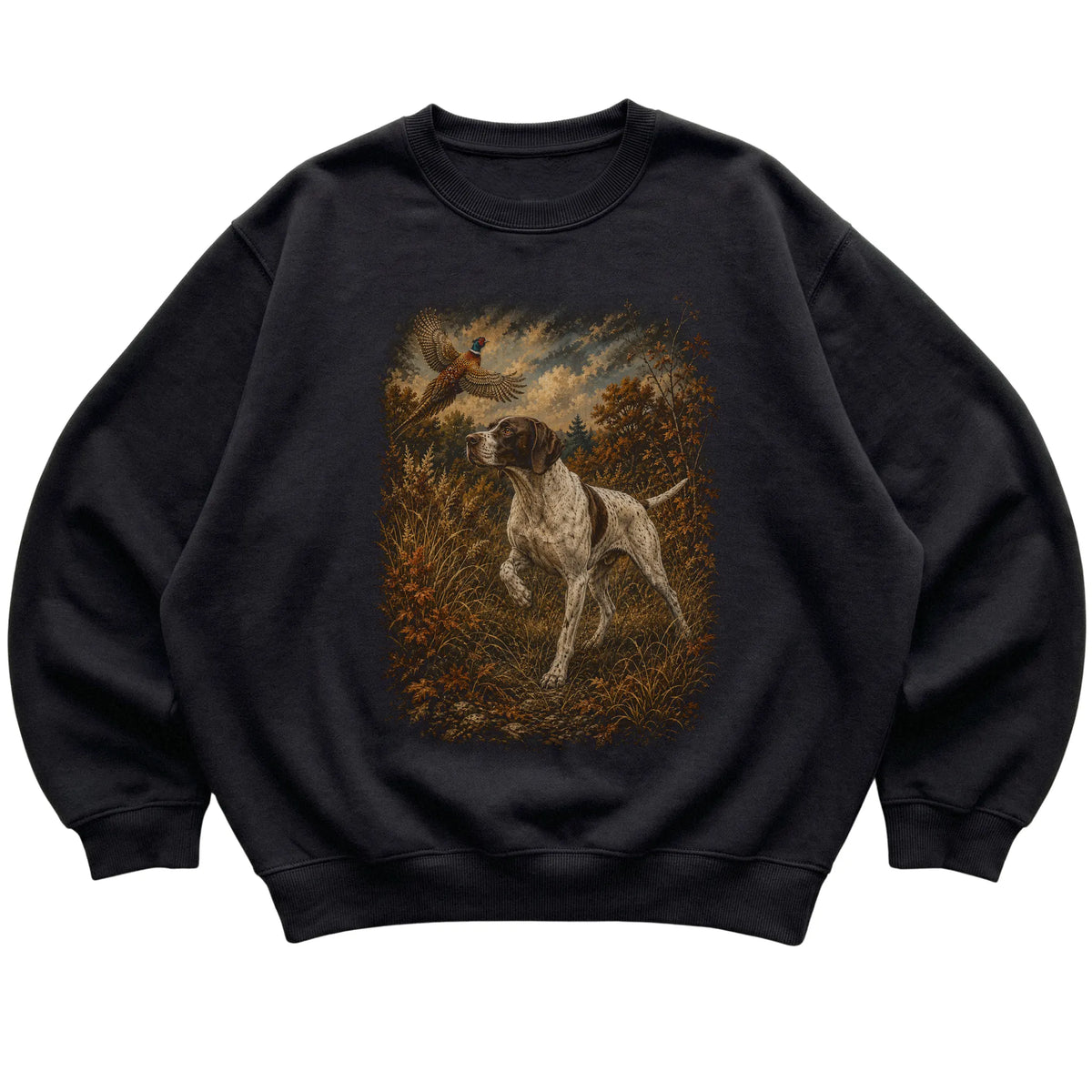 Pointer Pheasant Hunting Sweatshirt in Black