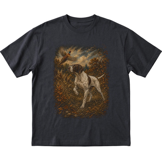 Pointer Pheasant Hunting T-Shirt in Black