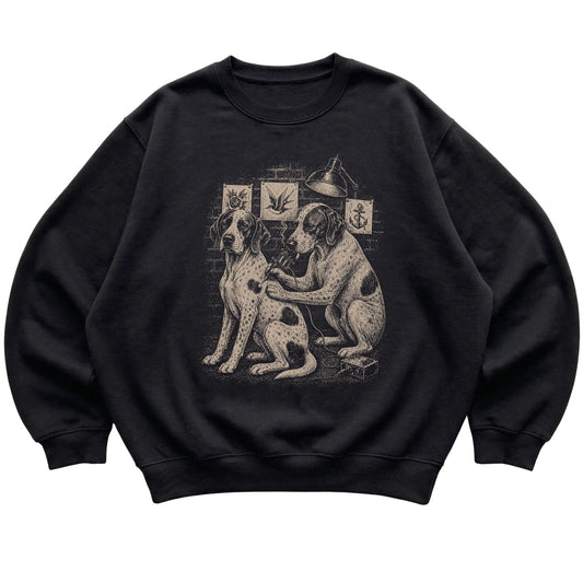 Black Pointer Dog Tattoo Artist shirt laid flat