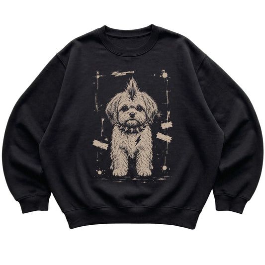 Black Punk Rock Havanese sweatshirt, flat view