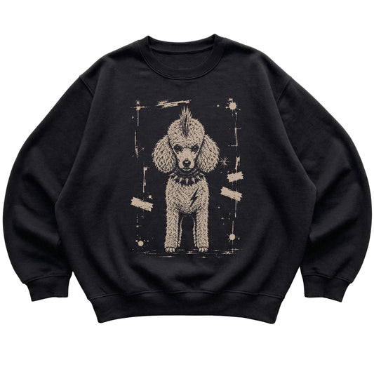 Black Punk Rock Poodle sweatshirt, flat view