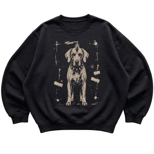 Black Punk Rock Weimaraner sweatshirt, flat view