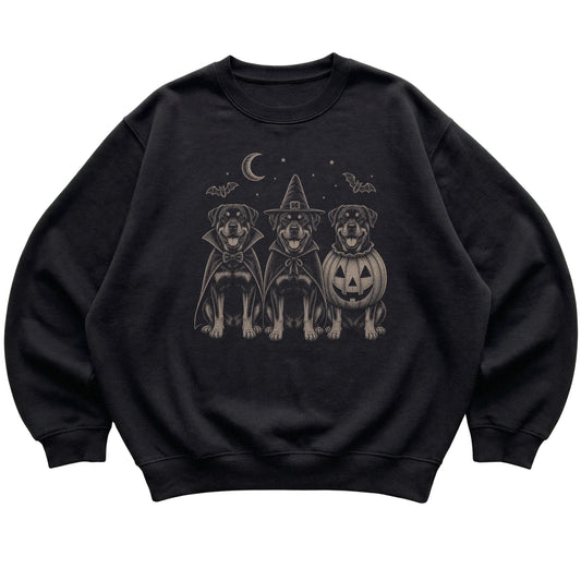 Black Rottweiler Halloween Costume sweatshirt, flat view