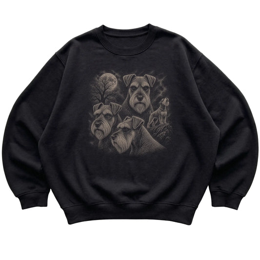 Schnauzer 90s Moon Sweatshirt in Black — flat lay