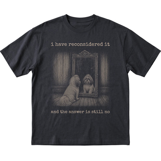 Black Shih Tzu The Answer Is Still No T-shirt, flat view