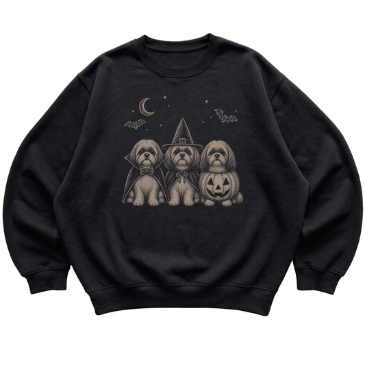Black Shih Tzu Halloween Costume sweatshirt, flat view