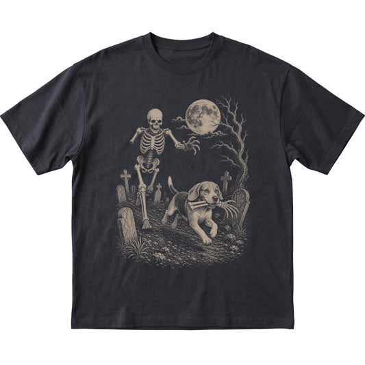 Black Skeleton Chase Beagle T-shirt, flat view