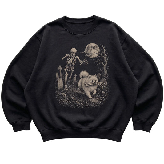 Black Skeleton Chase Pomeranian sweatshirt, flat view