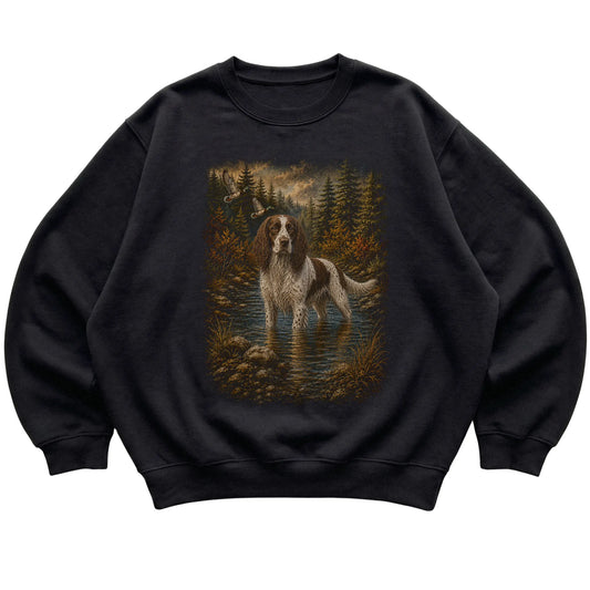 Springer Spaniel Duck Hunting Sweatshirt in Black