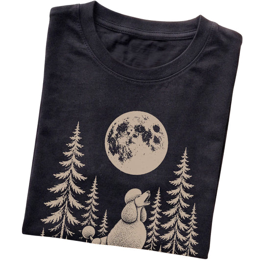 Standard Poodle Howling at the Moon softstyle T-shirt in Black