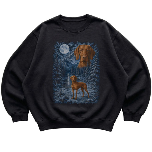 Vizsla Forest Moon Sweatshirt in Black