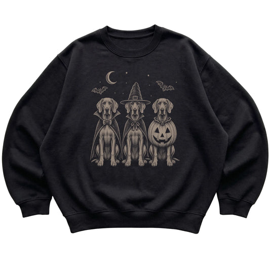 Black Weimaraner Halloween Costume sweatshirt, flat view