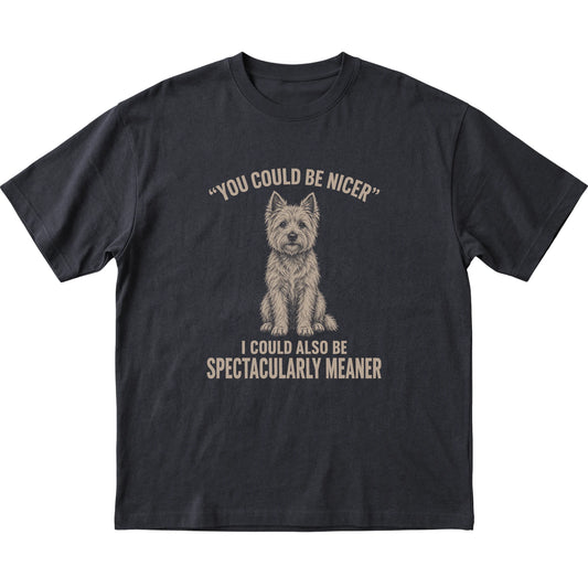 Westie Guard Dog T-Shirt in Black — flat lay