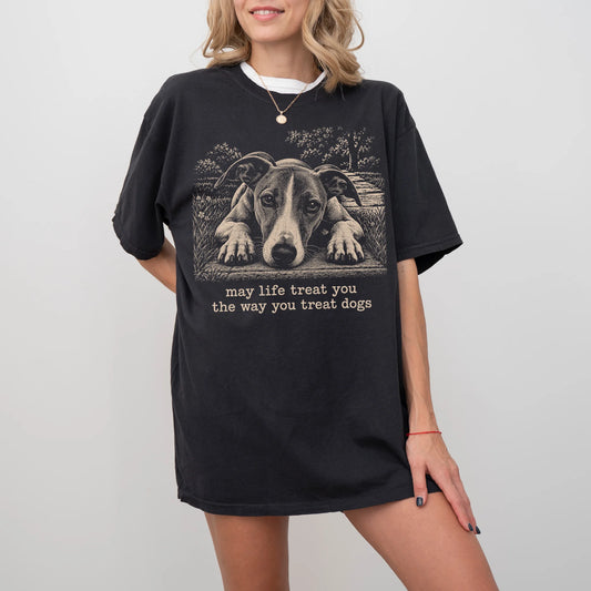 Whippet Karma Comfort Colors T-shirt in Black — Studio Lifestyle