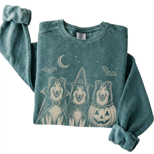 Blue Spruce Collie Halloween Costume Comfort Colors sweatshirt, folded view