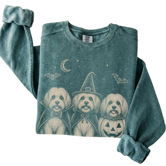 Blue Spruce Havanese Halloween Costume Comfort Colors sweatshirt, folded view