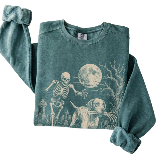 Blue Spruce Skeleton Chase Pointer Comfort Colors sweatshirt, folded view