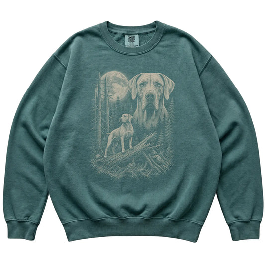 Blue Spruce Weimaraner Moonlit Forest Comfort Colors sweatshirt, flat view