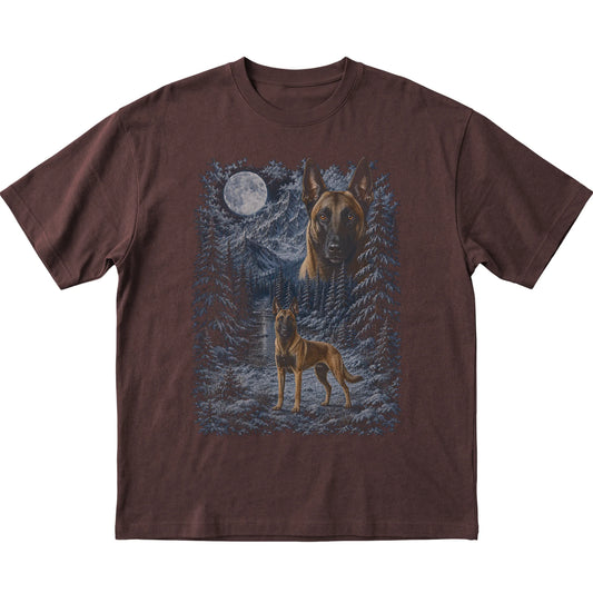 Belgian Malinois Forest Moon T-Shirt in Dark Chocolate