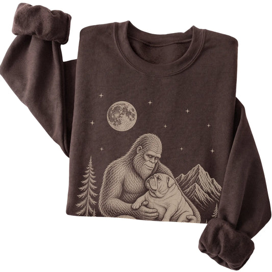 Folded Bigfoot and Bulldog Sweatshirt in Dark Chocolate