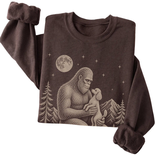 Folded Bigfoot and Poodle Sweatshirt in Dark Chocolate