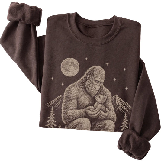 Folded Bigfoot and Yorkie Sweatshirt in Dark Chocolate