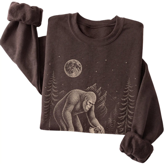 Folded Springer Spaniel and Bigfoot Sweatshirt in Dark Chocolate