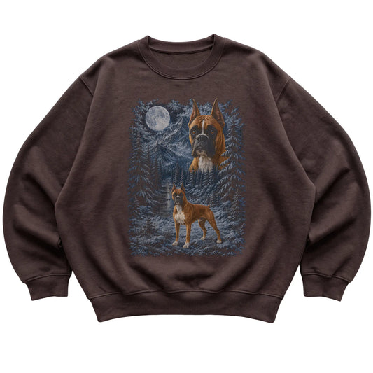 Boxer Forest Moon Sweatshirt in Dark Chocolate