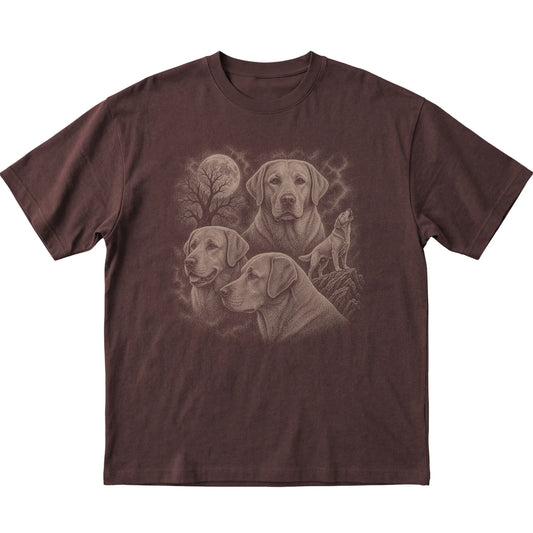 Labrador Retriever 90s Moon T-Shirt in Dark Chocolate — flat lay