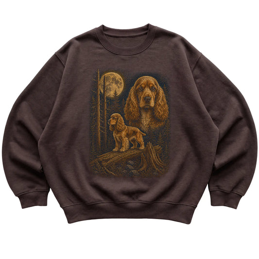 Cocker Spaniel Wildwood Moon Sweatshirt in Dark Chocolate