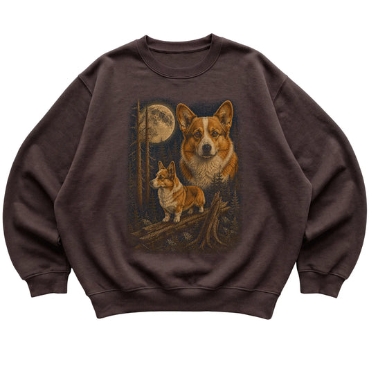 Corgi Wildwood Moon Sweatshirt in Dark Chocolate